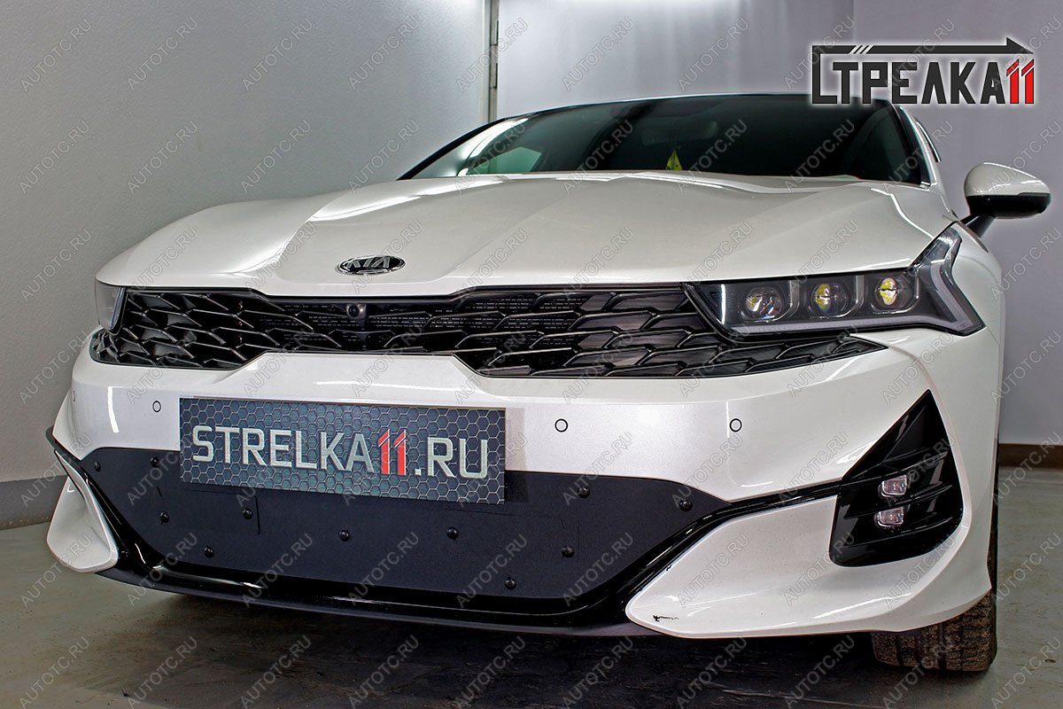1 099 р. Зимняя заглушка решетки радиатора Стрелка11 KIA K5 DL (2019-2022) (черная)  с доставкой в г. Пермь
