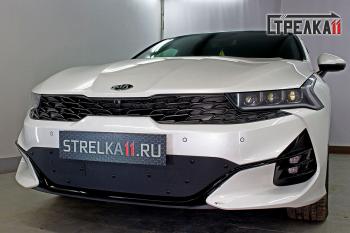 759 р. Зимняя заглушка решетки радиатора (GT-Line) (низ) Стрелка11 KIA K5 DL (2019-2022) (черная)  с доставкой в г. Пермь. Увеличить фотографию 2
