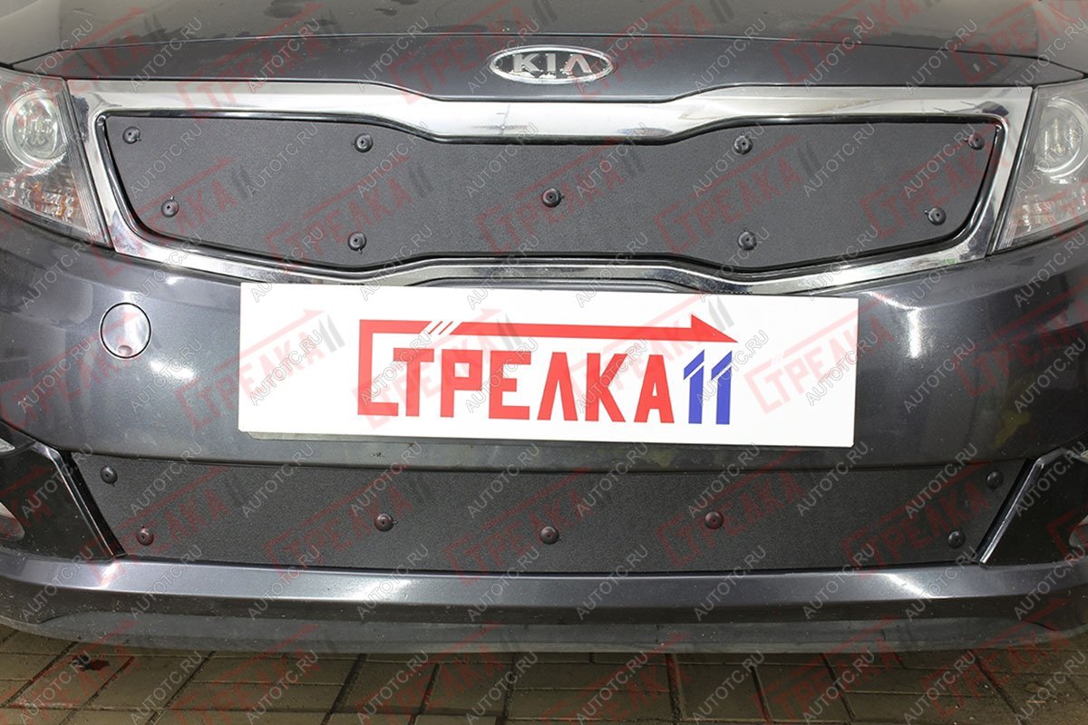 759 р. Зимняя заглушка решетки радиатора (низ) Стрелка11  KIA Optima  3 TF (2010-2013) дорестайлинг седан (черная)  с доставкой в г. Пермь