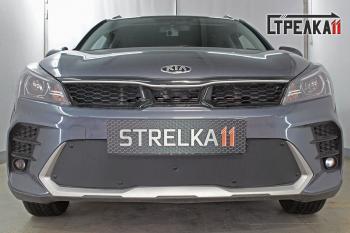 Зимняя заглушка решетки радиатора (низ) Стрелка11 KIA Rio  X (2020-2025) рестайлинг (черная)