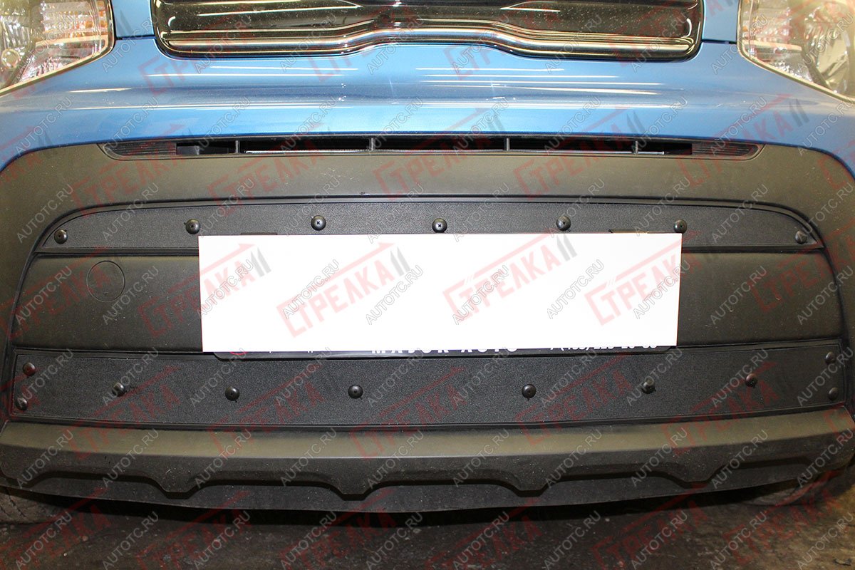 1 099 р. Зимняя заглушка решетки радиатора (2 части) Стрелка11   KIA Soul  PS (2017-2019) рестайлинг (черная)  с доставкой в г. Пермь
