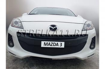 Зимняя заглушка решетки радиатора Стрелка11 Mazda 3/Axela  BL (2011-2013) рестайлинг седан, рестайлинг, хэтчбэк (черная)