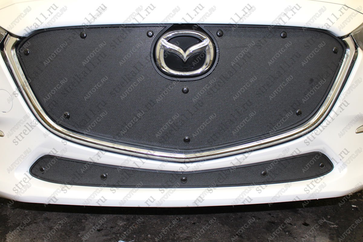 759 р.  Зимняя заглушка решетки радиатора (низ) Стрелка11 Mazda 3/Axela BM рестайлинг седан (2016-2019) (черная)  с доставкой в г. Пермь