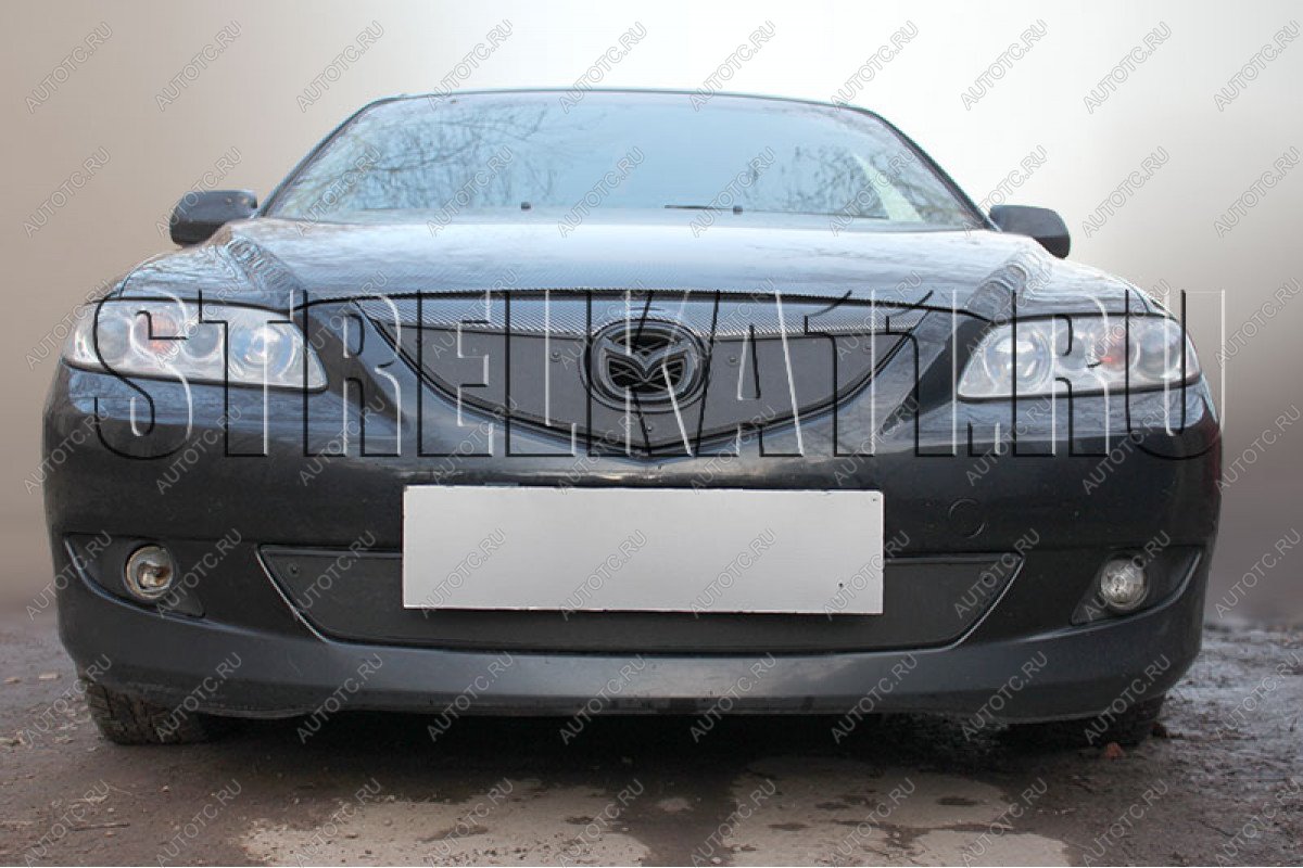 759 р. Зимняя заглушка решетки радиатора (низ) Стрелка11 Mazda 6 GG лифтбэк дорестайлинг (2002-2005) (черная)  с доставкой в г. Пермь