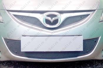Зимняя заглушка решетки радиатора (Impuls Line) (верх) Стрелка11 Mazda 6 GH рестайлинг лифтбэк (2010-2012) (черная)