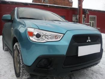 759 р. Зимняя заглушка решетки радиатора (низ) Стрелка11  Mitsubishi ASX (2010-2012) дорестайлинг (черная)  с доставкой в г. Пермь. Увеличить фотографию 2