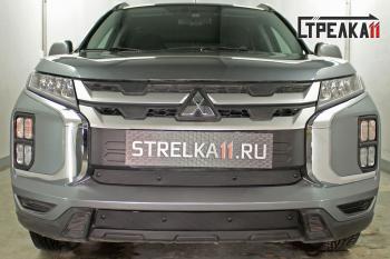 Зимняя заглушка решетки радиатора (низ) Стрелка11 Mitsubishi ASX (2019-2025) 3-ий рестайлинг (черная)