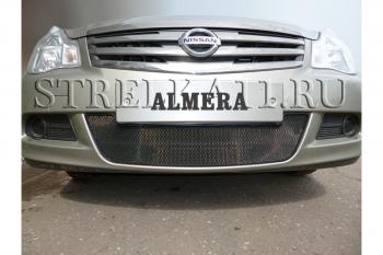 Зимняя заглушка решетки радиатора Стрелка11 Nissan Almera  G15 (2012-2019) седан (черная)