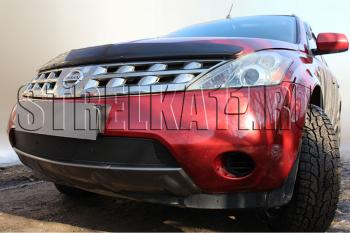 759 р. Зимняя заглушка решетки радиатора Стрелка11 Nissan Murano 1 Z50 (2002-2009) (черная)  с доставкой в г. Пермь. Увеличить фотографию 2