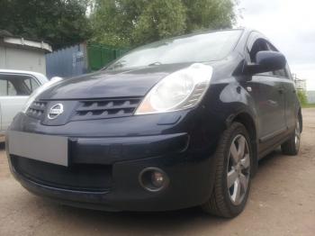 759 р. Зимняя заглушка решетки радиатора Стрелка11  Nissan Note  1 (2004-2008) E11 дорестайлинг (черная)  с доставкой в г. Пермь. Увеличить фотографию 2