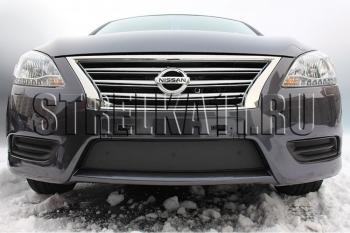 Зимняя заглушка решетки радиатора Стрелка11 Nissan Sentra 7 B17 (2014-2017) (черная)