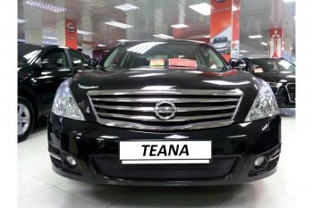 759 р. Зимняя заглушка решетки радиатора Стрелка11 Nissan Teana 2 J32 рестайлинг (2011-2014) (черная)  с доставкой в г. Пермь. Увеличить фотографию 2