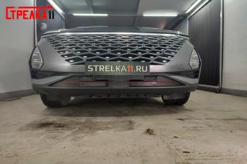 1 099 р. Зимняя заглушка решетки радиатора (4 части) Стрелка11 Omoda C5 (2021-2025) (черная)  с доставкой в г. Пермь. Увеличить фотографию 2