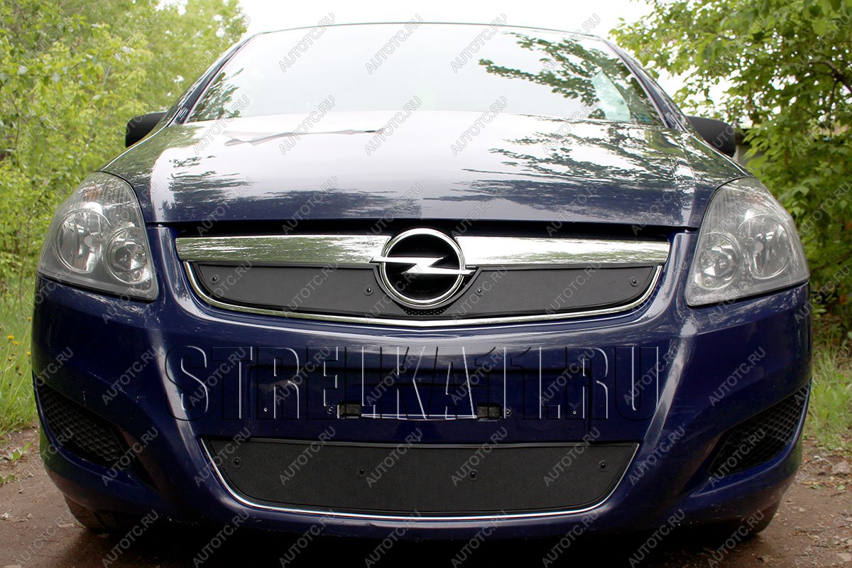 759 р. Зимняя заглушка решетки радиатора (низ) Стрелка11 Opel Zafira В рестайлинг (2007-2015) (черная)  с доставкой в г. Пермь