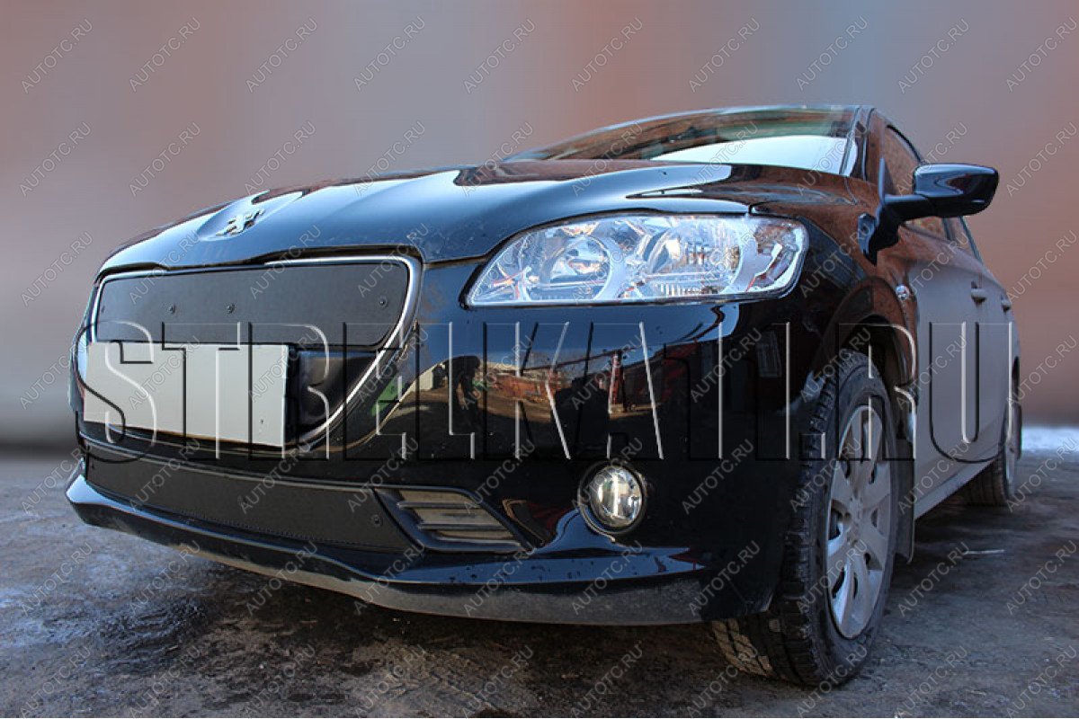 759 р. Зимняя заглушка решетки радиатора (низ) Стрелка11 Peugeot 301 (2012-2017) (черная)  с доставкой в г. Пермь