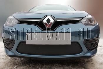 Зимняя заглушка решетки радиатора (низ) Стрелка11 Renault Fluence (2012-2016) рестайлинг (черная)