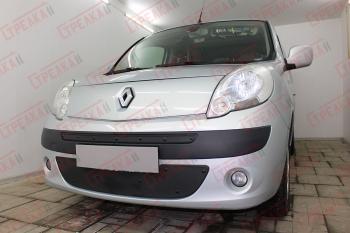 Зимняя заглушка решетки радиатора (низ) Стрелка11 Renault Kangoo  KW0 (2008-2013) дорестайлинг (черная)