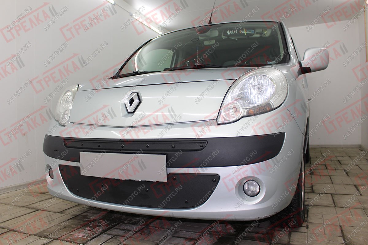 759 р. Зимняя заглушка решетки радиатора (низ) Стрелка11  Renault Kangoo  KW0 (2008-2013) дорестайлинг (черная)  с доставкой в г. Пермь