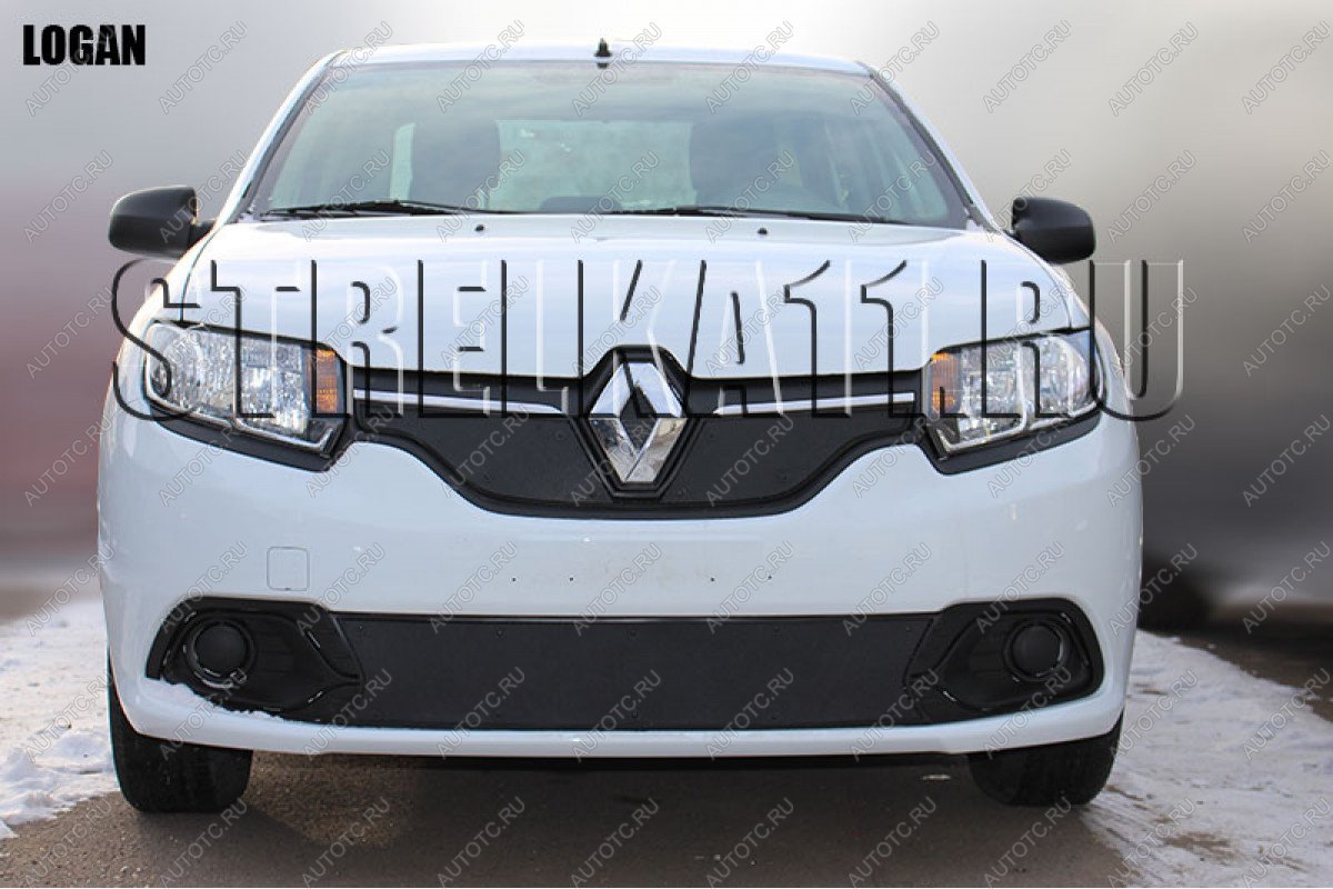 759 р. Зимняя заглушка решетки радиатора (Access, Confort) (низ) Стрелка11 Renault Logan 2 дорестайлинг (2014-2018) (черная)  с доставкой в г. Пермь
