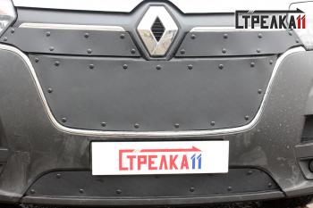 Зимняя заглушка решетки радиатора (средина) Стрелка11 Renault Master  FV,JV (2019-2025) фургон 2-ой рестайлинг (черная)
