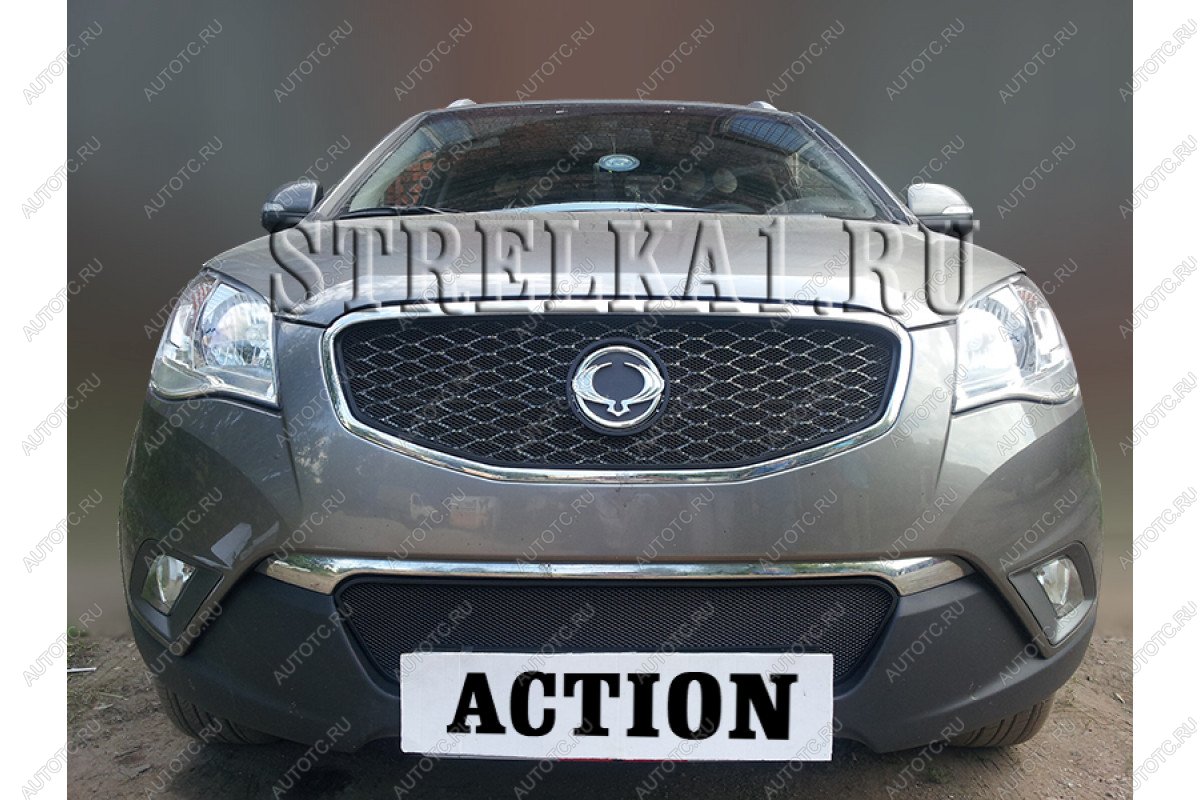 759 р. Зимняя заглушка решетки радиатора (верх) Стрелка11 SSANGYONG Actyon дорестайлинг (2010-2013) (черная)  с доставкой в г. Пермь