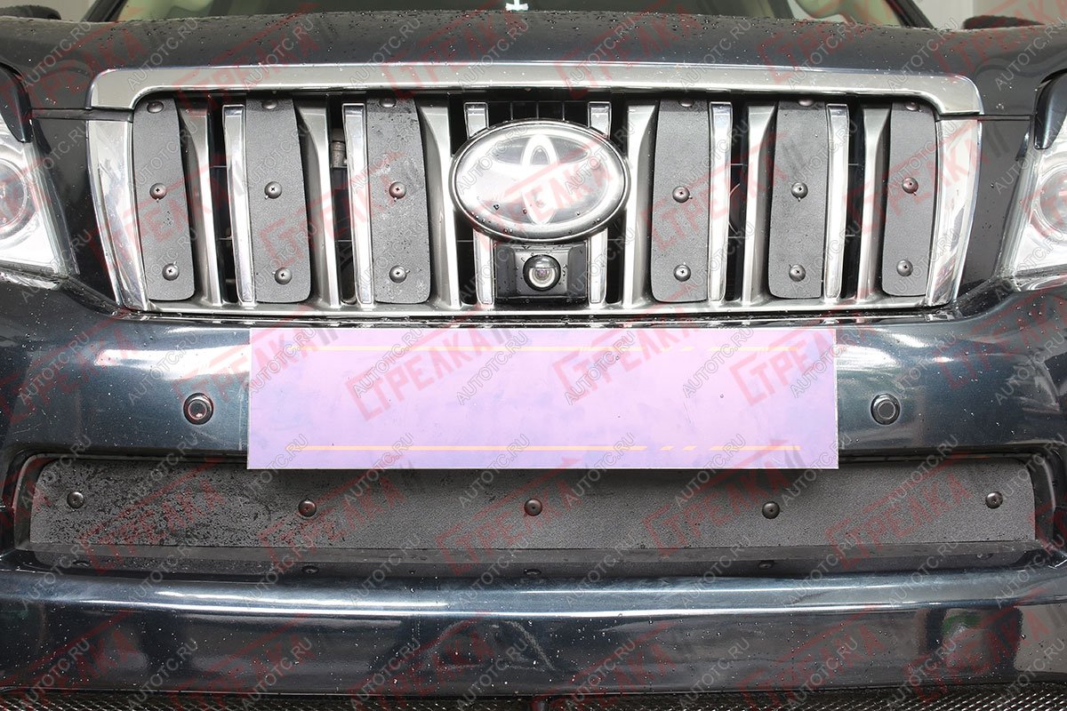 759 р. Зимняя заглушка решетки радиатора (низ) Стрелка11  Toyota Land Cruiser Prado  J150 (2009-2013) дорестайлинг (черная)  с доставкой в г. Пермь