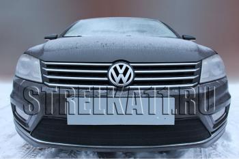 759 р. Зимняя заглушка решетки радиатора (Style) Стрелка11 Volkswagen Passat B7 универсал (2010-2015) (черная)  с доставкой в г. Пермь. Увеличить фотографию 2