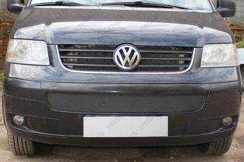 Зимняя заглушка решетки радиатора Стрелка11 Volkswagen Caravelle T5 дорестайлинг (2002-2009) (черная)
