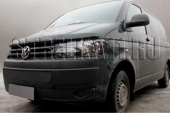 Зимняя заглушка решетки радиатора Стрелка11 Volkswagen Transporter T5 рестайлинг (2009-2015) (черная)