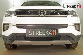 Зимняя защита на стяжке (низ) Стрелка11 Changan CS35 Plus (2018-2022) дорестайлинг (черная)