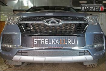 Зимняя защита на стяжке Стрелка11 Chery Tiggo 4 (2018-2023) 1-ый рестайлинг (черная)