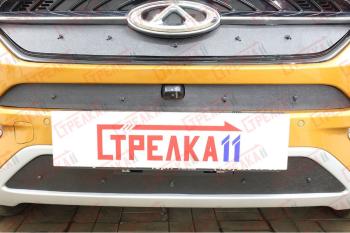 Зимняя защита на стяжке (низ) Стрелка11 Chery Tiggo 7 (2016-2020) (черная)