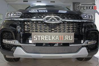 Зимняя защита на стяжке (низ) Стрелка11 Chery Tiggo 8  1 T18 (2019-2023) рестайлинг (черная)