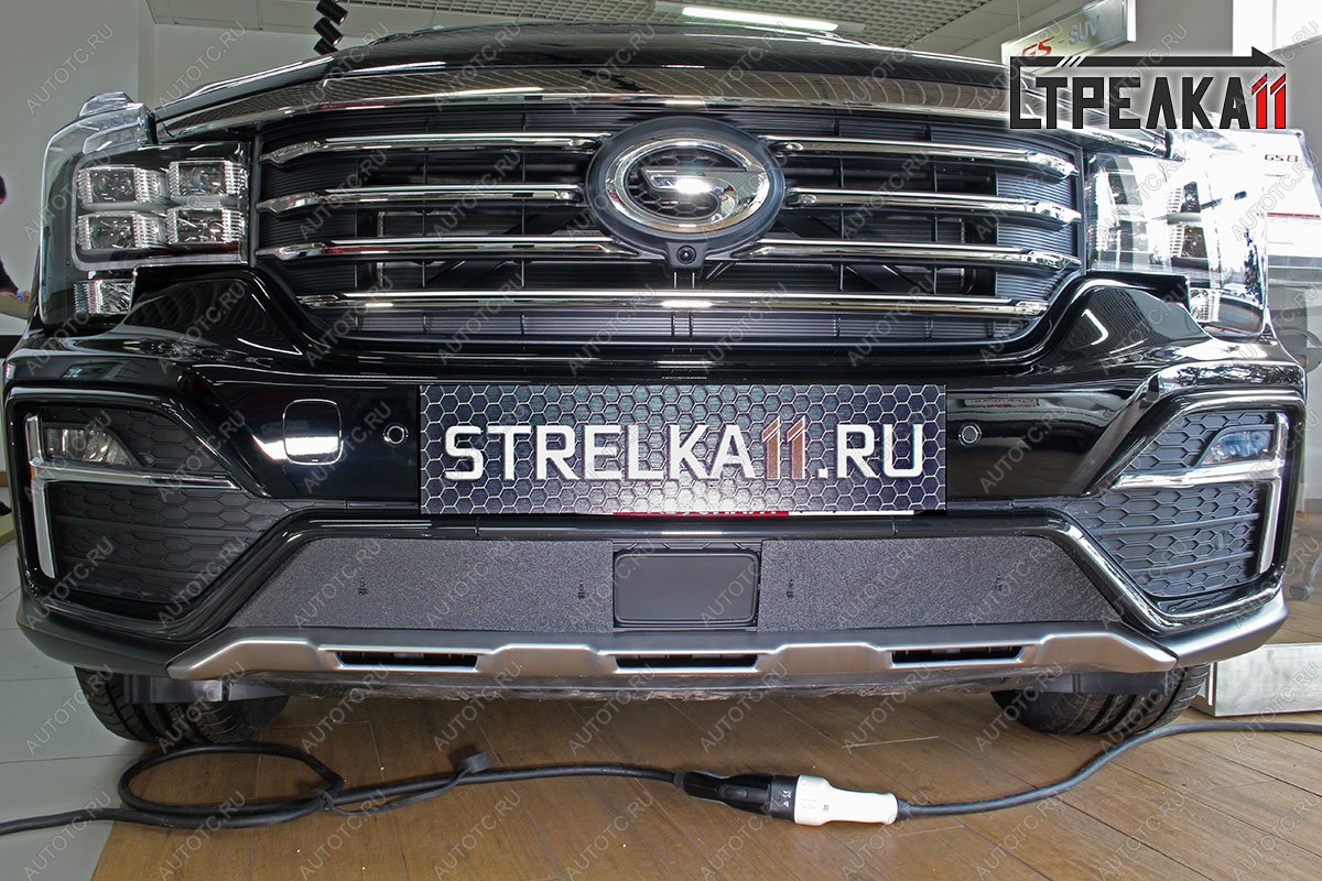 1 439 р. Зимняя защита на стяжке (GT)(низ с датчиком ACC)(низ) Стрелка11  GAC GS8 (2016-2023) (черная)  с доставкой в г. Пермь