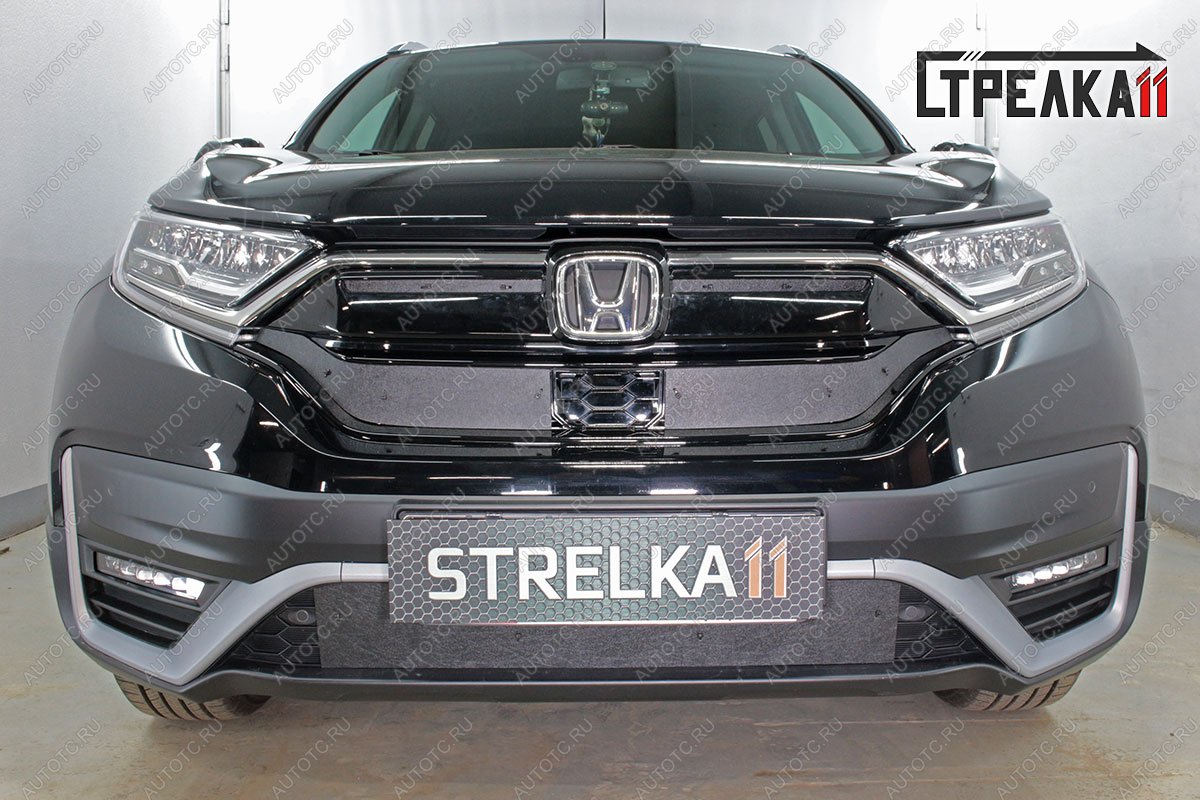 1 699 р. Зимняя защита на стяжке (верх 4 части) Стрелка11  Honda CR-V  RW,RT (2019-2022) рестайлинг (черная)  с доставкой в г. Пермь