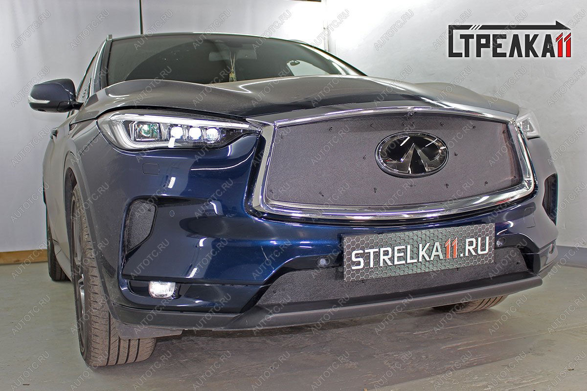 1 299 р. Зимняя защита на стяжке (низ) Стрелка11  INFINITI Qx50  J55 (2017-2022) (черная)  с доставкой в г. Пермь