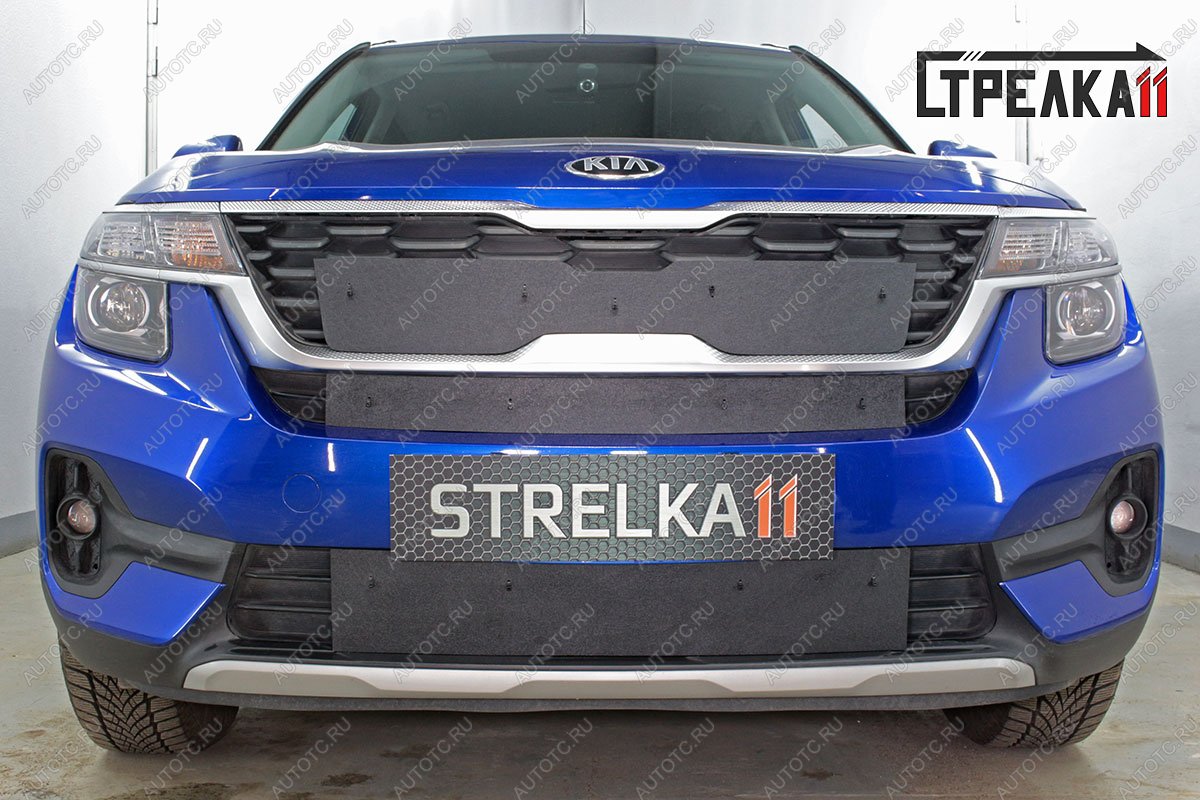 1 399 р. Зимняя защита на стяжке (верх) Стрелка11 KIA Seltos (2019-2025) (черная)  с доставкой в г. Пермь