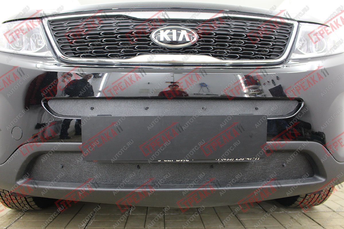 1 489 р. Зимняя защита на стяжке (низ) Стрелка11  KIA Sorento  XM (2012-2015) рестайлинг (черная)  с доставкой в г. Пермь