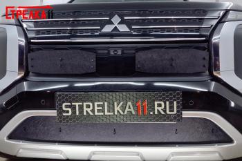 Зимняя защита на стяжке (низ) Mitsubishi Outlander  GN (2021-2025) (черная)
