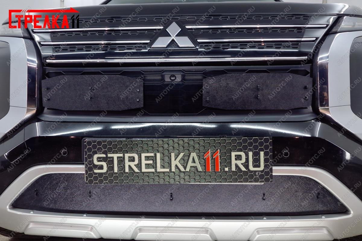 1 539 р. Зимняя защита на стяжке (низ)  Mitsubishi Outlander  GN (2021-2025) (черная)  с доставкой в г. Пермь