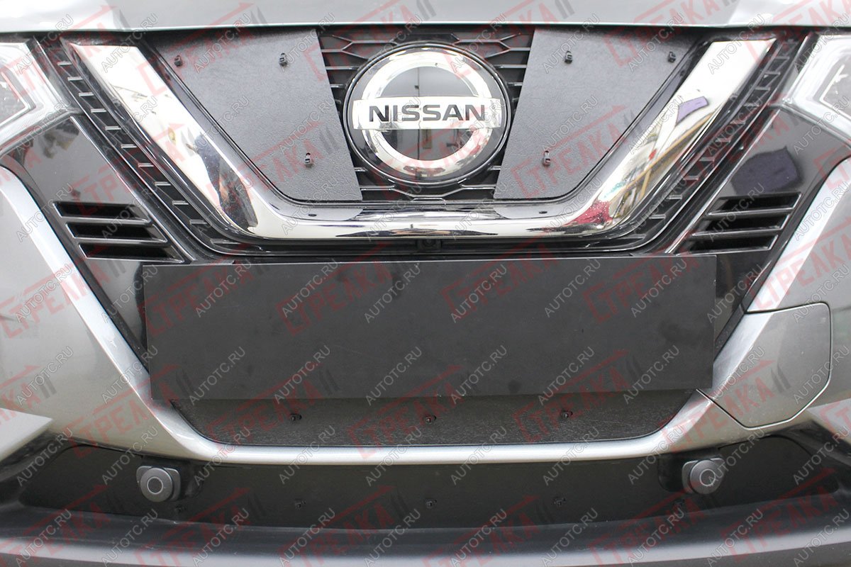 1 179 р. Зимняя защита на стяжке (верх) Стрелка11 Nissan Qashqai 2 J11 рестайлинг (2017-2022) (черная)  с доставкой в г. Пермь