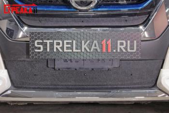 Зимняя защита на стяжке (верх) Стрелка11 Nissan Serena  C27 (2016-2019) минивэн дорестайлинг (черная)