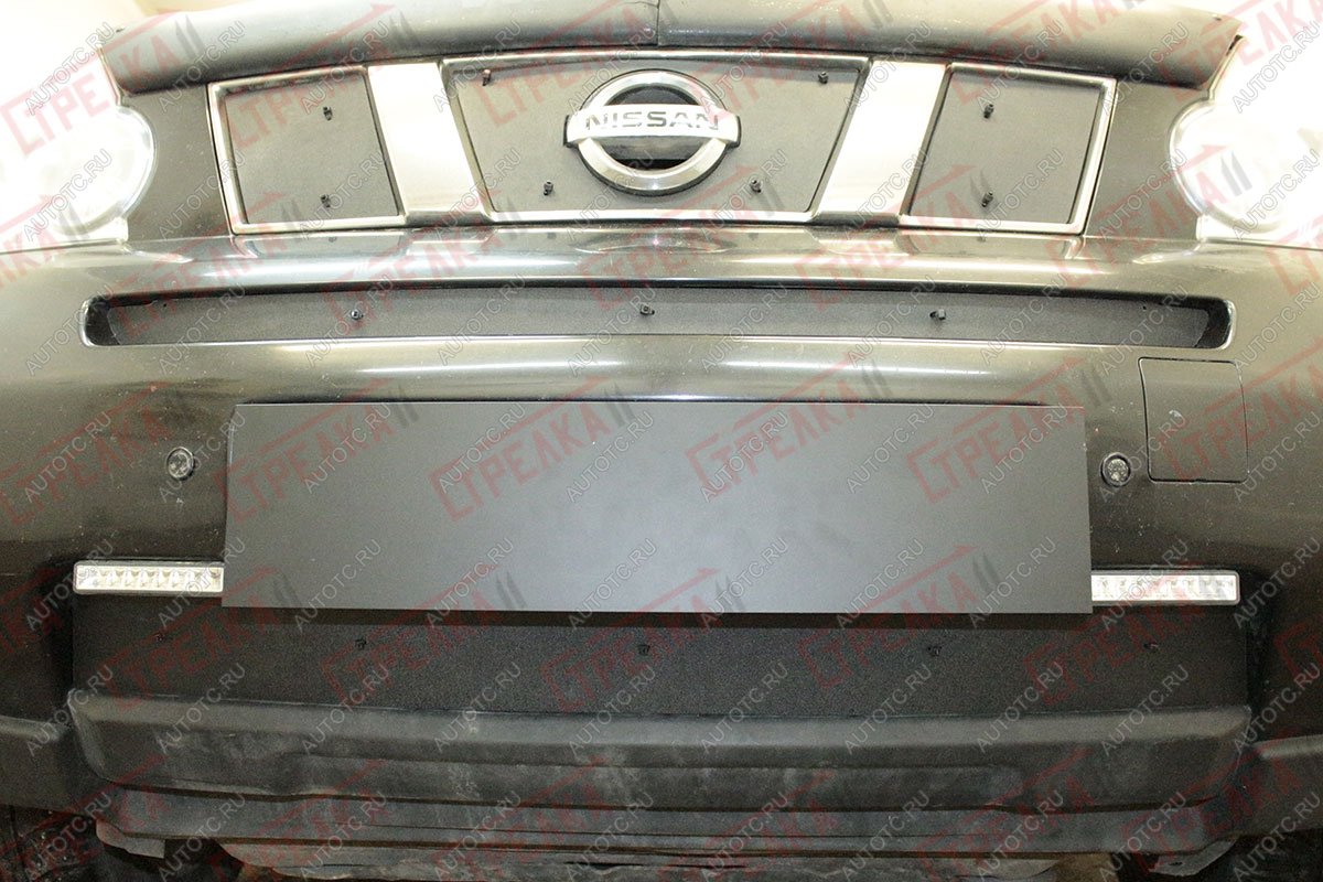 1 489 р. Зимняя защита на стяжке (низ) Стрелка11 Nissan X-trail 2 T31 дорестайлинг (2007-2011) (черная)  с доставкой в г. Пермь