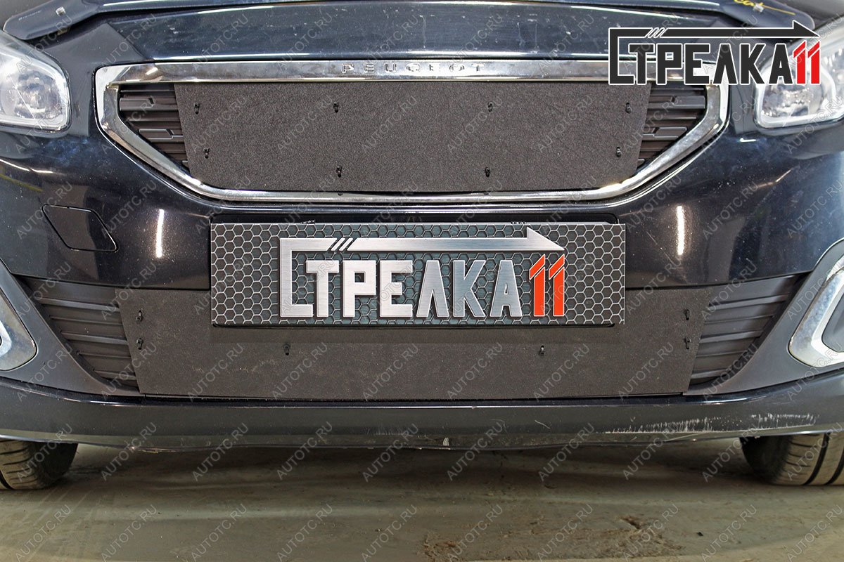 1 769 р. Зимняя защита на стяжке (верх) Стрелка11  Peugeot 408 (2015-2022) рестайлинг (черная)  с доставкой в г. Пермь