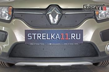 Зимняя защита на стяжке (низ) Стрелка11 Renault Sandero Stepway  (B8) (2014-2018) дорестайлинг (черная)