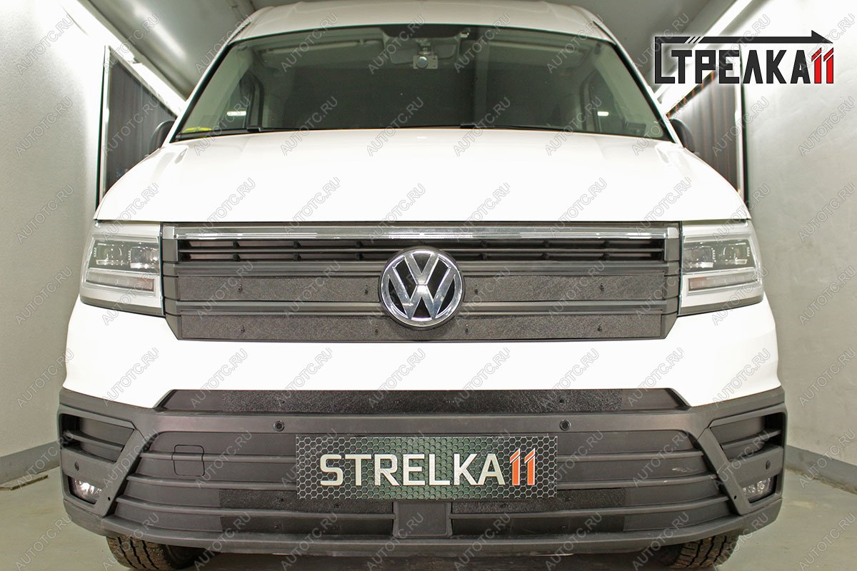 2 499 р. Зимняя защита на стяжке (низ 5 части) Стрелка11  Volkswagen Crafter  2 (2017-2025) (черная)  с доставкой в г. Пермь