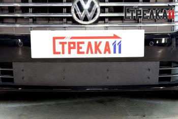 Зимняя защита на стяжке Стрелка11 Volkswagen Jetta  A7 (2018-2022) седан дорестайлинг (черная)