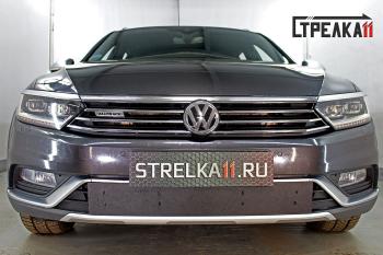 Зимняя защита на стяжке (низ) Стрелка11 Volkswagen Passat B8 седан дорестайлинг (2015-2019) (черная)