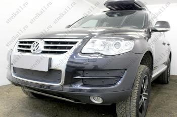 Зимняя защита на стяжке (боковая 4 части) Стрелка11 Volkswagen Touareg GP рестайлинг (2006-2010) (черная)
