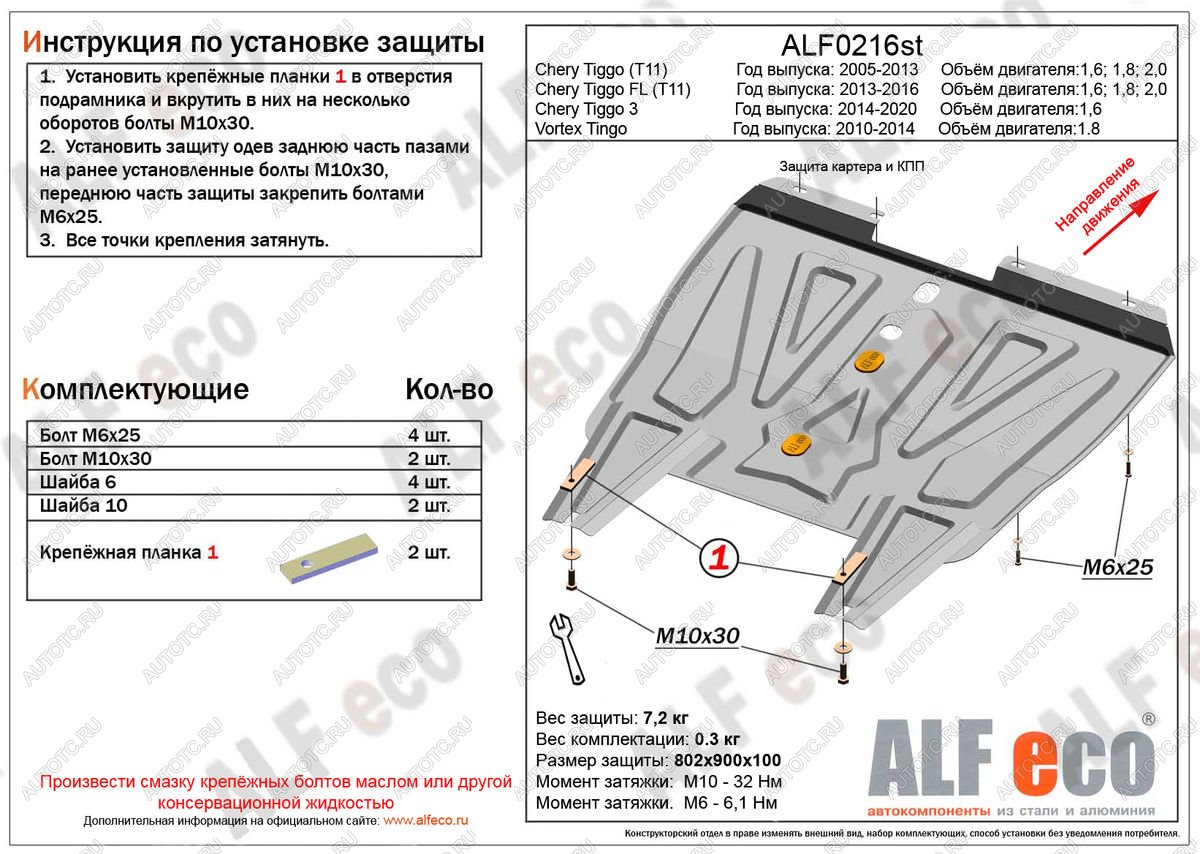 12 299 р. Защита картера и кпп (V-1.8) ALFECO Vortex Tingo дорестайлинг (2010-2012) (алюминий 4 мм)  с доставкой в г. Пермь